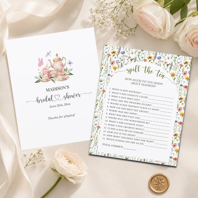 Jeu de fête de douche de mariée Spill the Tea (Créateur téléchargé)