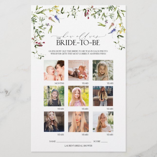 Jeu de Fête des mariées d'aquarelle Fleur sauvage  (Devant)