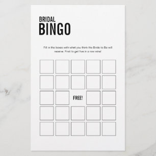 Jeu de Fête des mariées de bingo nuptiale simple