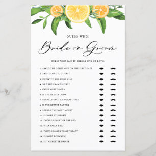 Jeu de Fête des mariées de mariée au citron et à l