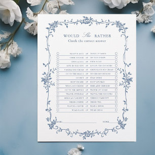 Jeu de Fête des mariées en bleu français "Voudrait