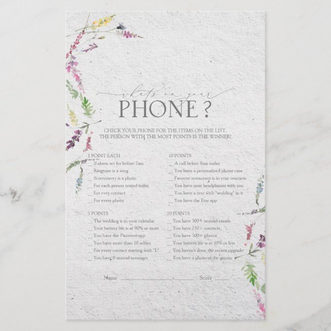 Jeu de Fête des mariées fleur sauvage aquarelle (Devant)