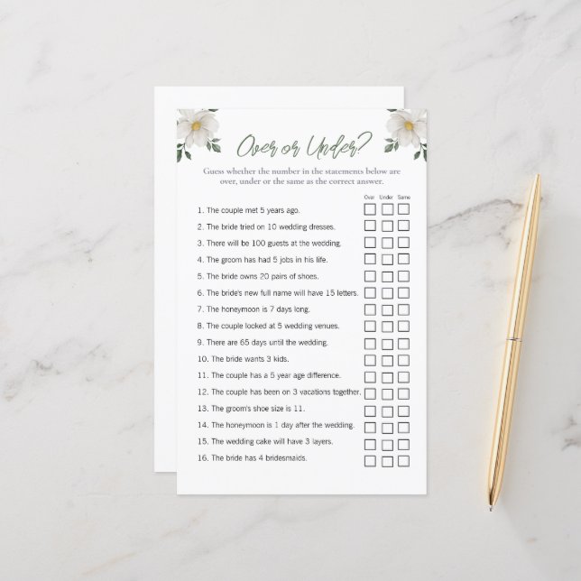 Jeu de Fête des mariées Floral "Over and Under" (Devant/Arrière en situation)