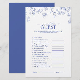 Jeu de Fête des mariées Florale Bleu & Blanc Franç