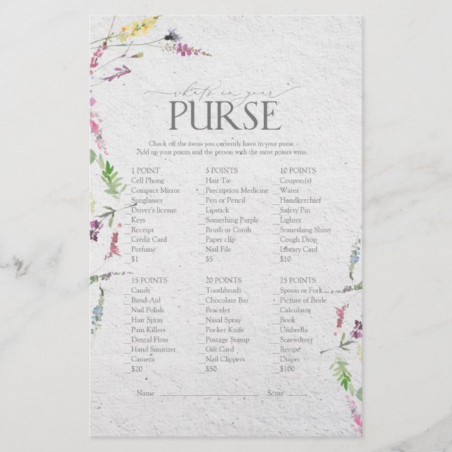 Jeu de Fête des mariées Foral fleur sauvage Waterc (Devant)