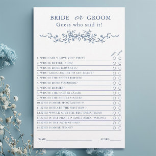 Jeu de Fête des mariées "Mariée ou Groom" en bleu 