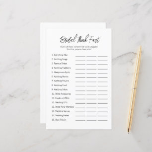 Jeu de Fête des mariées minimaliste "Think Fast"