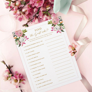 Jeu de Fête des mariées rose Trouvez l'invité qui