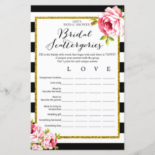 Jeu de Fête des mariées - Scattergories nuptiales