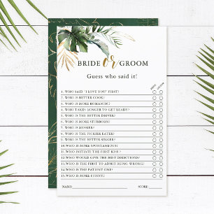 Jeu de Fête des mariées Tropical Foliage Bride ou
