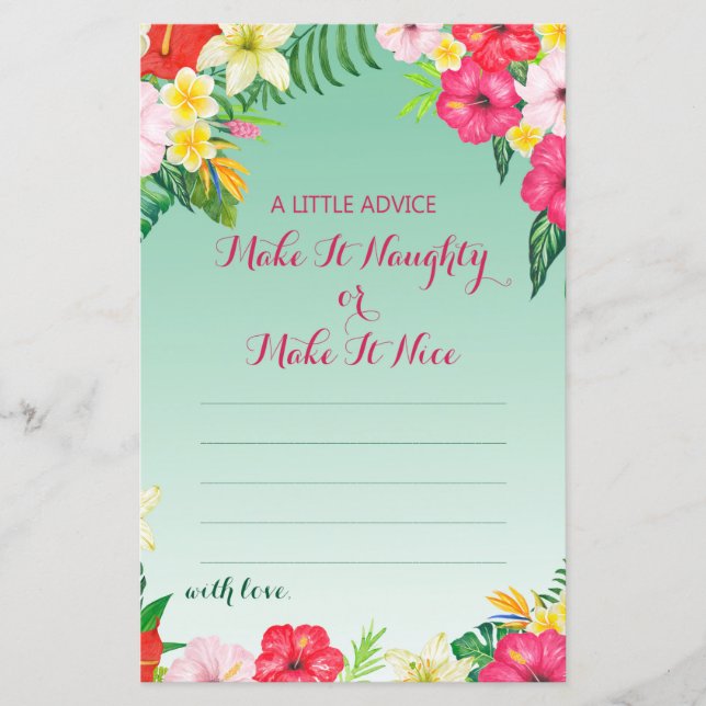 Jeu de Fête des mariées Tropical Luau IMPRIMÉ (Devant)