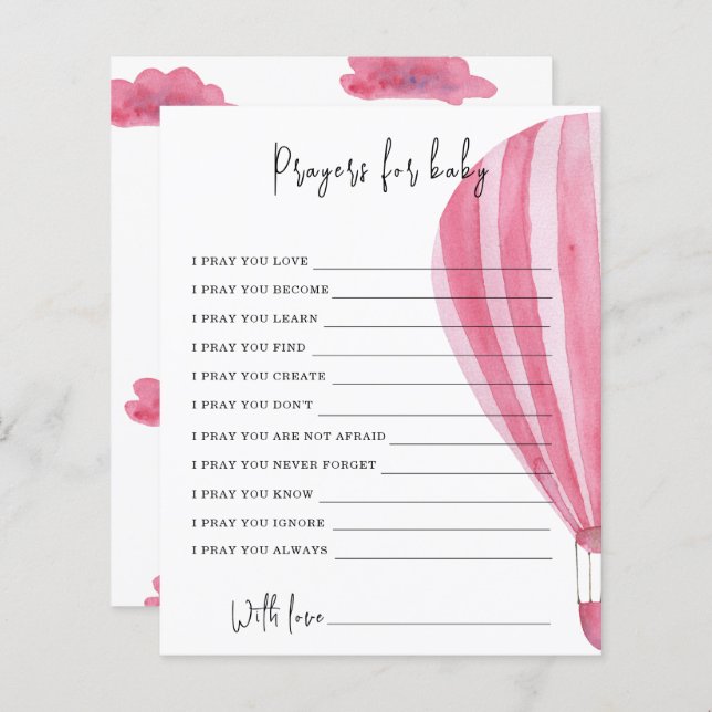 Jeu de fête en montgolfière | prières pour bébé (Devant / Derrière)