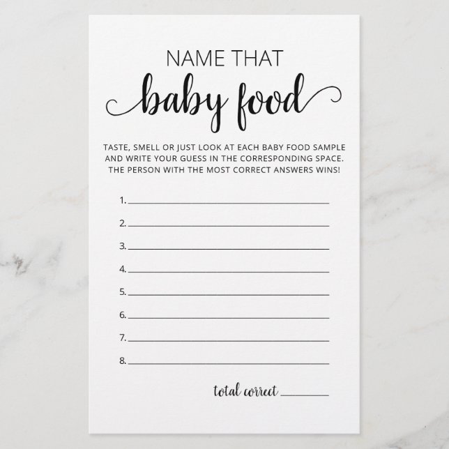Jeu de fête pour identifier la nourriture pour béb (Devant)