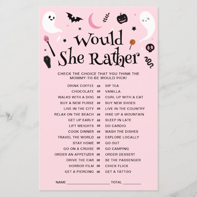 Jeu de fête prénatale Halloween rose pour bébé fil (Devant)