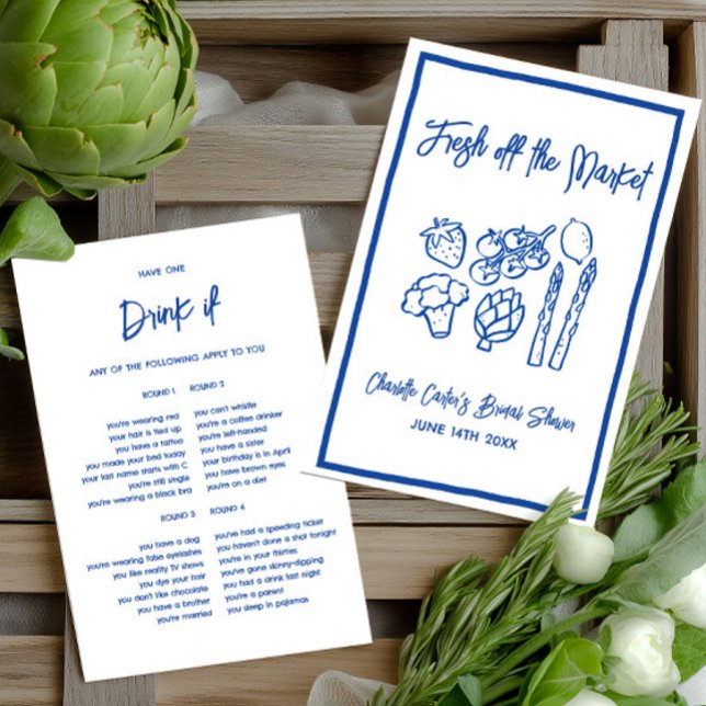 Jeu de fête prénuptiale 'Boire si bleu bleu et bla (Drink If Blue Blue & White Bridal Shower Game)