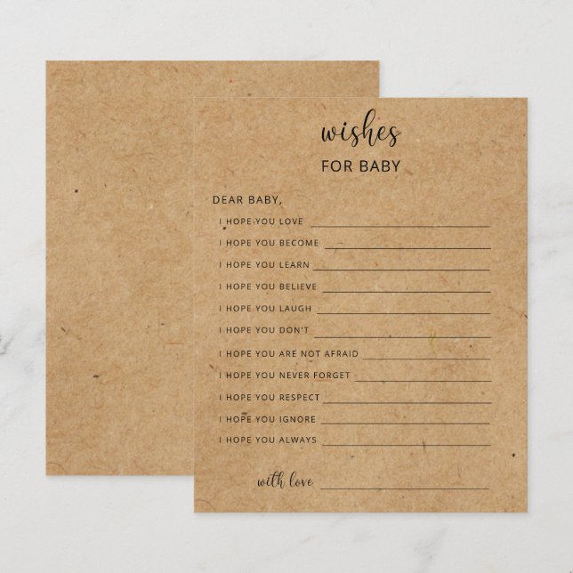 Jeu de fête rustique | vœux pour bébé (Devant / Derrière)