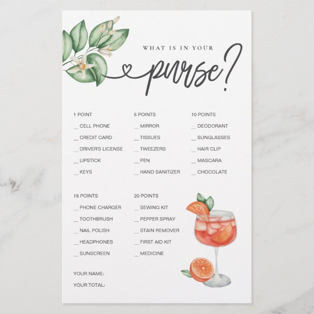 Jeu de Fêtes des mariées Qu'est-ce que votre sac à (Devant)