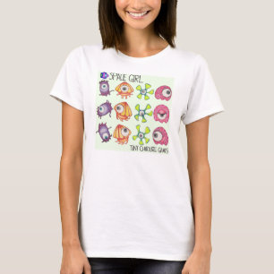 Jeu de fille de l'espace : Cadre par le T-shirt