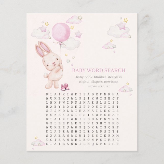 Jeu de Fille pour Baby Shower Lapin (Devant)