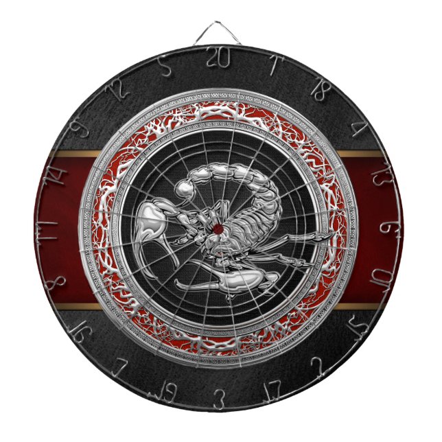 Jeu De Fléchettes [200] Scorpion d'argent sacré sur noir (Devant)