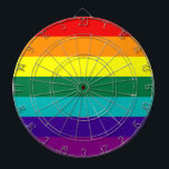 Jeu De Fléchettes 7 Stripes Rainbow Pride Flag<br><div class="desc">7 Stripes Rainbow Pride Flag
Version with hot pink stripe removed because of the unavailability of hot-pink fabric (1978–79).</div>