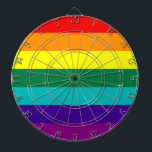 Jeu De Fléchettes 7 Stripes Rainbow Pride Flag<br><div class="desc">7 Stripes Rainbow Pride Flag
 
Version with hot pink stripe removed because of the unavailability of hot-pink fabric (1978–79).</div>