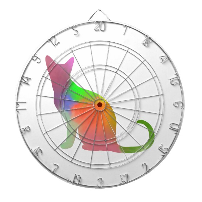 Jeu De Fléchettes Aquarelle Chat Silhouette (Devant)