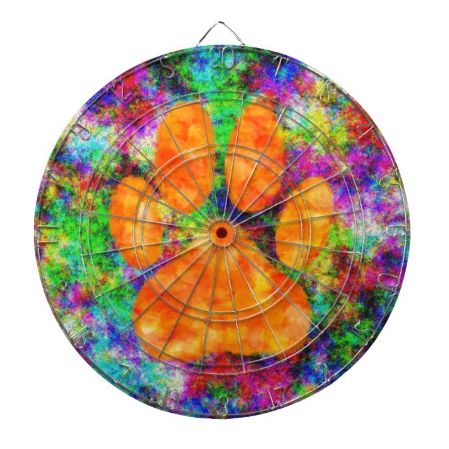 Jeu De Fléchettes Aquarelle Empreinte de patte de chien (Devant)