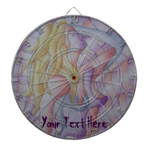 Jeu De Fléchettes art abstrait multicolore rose pose dame rétro