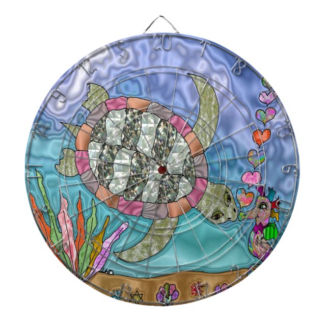 Jeu De Fléchettes Art de tortue marine hippocampe psychédélique (Devant)