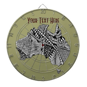 Jeu De Fléchettes Australie Carte Doodle Art noir et blanc