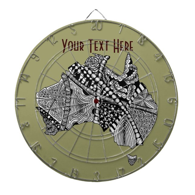 Jeu De Fléchettes Australie Carte Doodle Art noir et blanc (Devant)