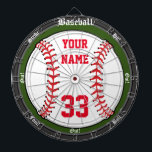Jeu De Fléchettes Base-ball personnalisé<br><div class="desc">Un base-ball impressionnant a inspiré la cible parfaite pour la fan ou la homme-caverne de sports. Comporte un grand base-ball avec le nom et le nombre personnalisables. Grand pour les jeux traditionnels de dard ou pour la fabrication de ceux de vos propres et entièrement personnalisable pour ajouter des noms, texte...</div>