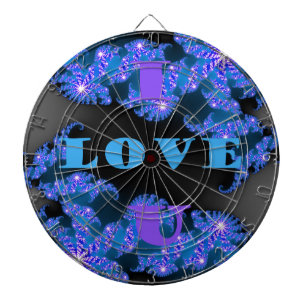 Jeu De Fléchettes Belle Galactique Blue Love Texte Motif Design,
