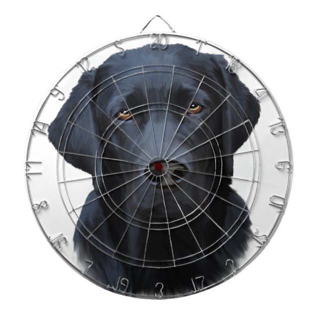 Jeu De Fléchettes Black Labrador Dog Water Couleur Art Peinture (Devant)