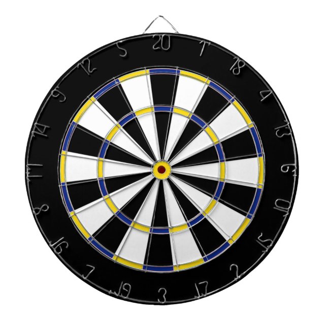 Jeu De Fléchettes Bleu Jaune Noir Dartboard (Devant)