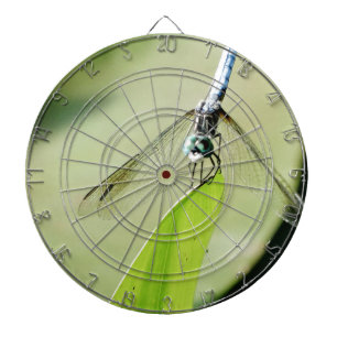 Jeu De Fléchettes Bleu libellule sur une feuille verte