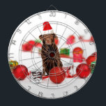 Jeu De Fléchettes Brown Labrador Chien Noël w Cadeaux Santa Hat<br><div class="desc">Un mignon chien labrador assis avec des ornements de Noël et des cadeaux portant le chapeau de Père Noël. Une façon parfaite de célébrer Noël !</div>