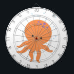 Jeu De Fléchettes Caricature de la pieuvre mignonne<br><div class="desc">Un mignon poulpe orange.</div>