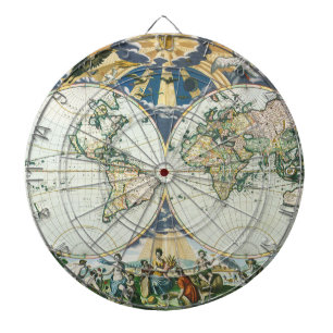 Jeu De Fléchettes Carte ancienne du monde antique vintage par Pieter