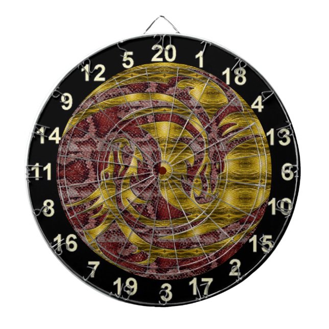 Jeu De Fléchettes Carte de fléchettes Yin et Yang rouge et jaune (Devant)