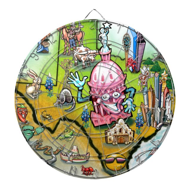 Jeu De Fléchettes Carte du dessin animé Austin Texas (Devant)