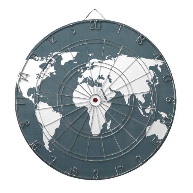 Jeu De Fléchettes Carte du monde. bleu et blanc (Devant)