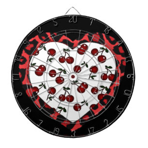 Jeu De Fléchettes Cerises Rockabilly RAB Impression Léopard Coeur