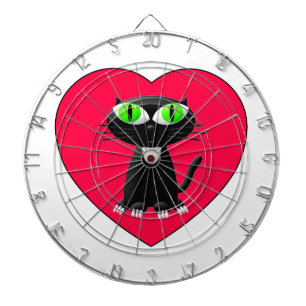 Jeu De Fléchettes Chat noir dans le coeur rouge