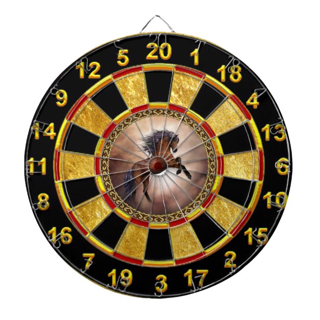 Jeu De Fléchettes Cheval brun frison s'élevant avec les nuages (Devant)