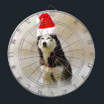 Jeu De Fléchettes Chien sibérien Husky avec chapeau de Santa Hat en<br><div class="desc">Chien sibérien Husky avec chapeau de Santa Hat en neige</div>
