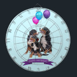 Jeu De Fléchettes Chiens de Montagne bernois joyeux anniversaire<br><div class="desc">Une jolie photo de chiens bernois de montagne souhaitant "Joyeux anniversaire" et ballons en arrière - plan.</div>