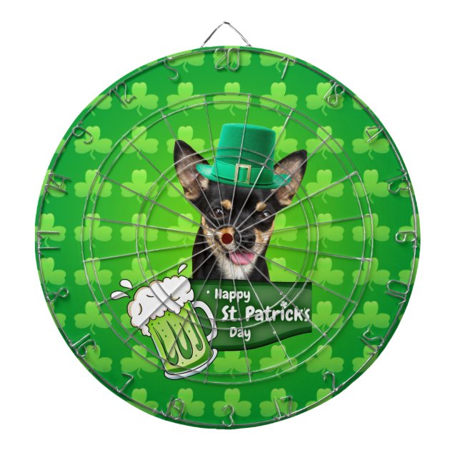 Jeu De Fléchettes Chihuahua Chien Chiot Chiot St. Patrick's Day Clov (Devant)