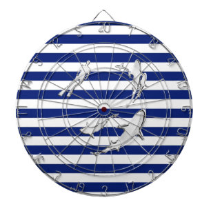 Jeu De Fléchettes Chrome Like Diver and Sharks on Nautical Stripes